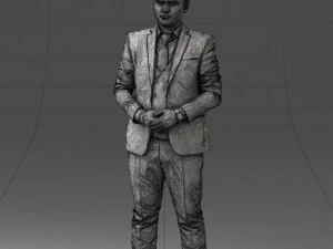 000147 Businessman in Grey Suit 0709 3D Model