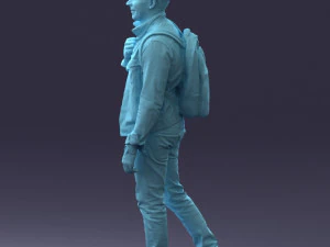 000149 Casual Man in Denim Outfit with Backpack 0711 3D Model