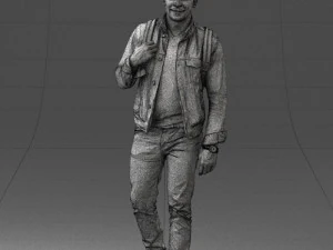 000149 Casual Man in Denim Outfit with Backpack 0711 3D Model