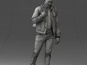 000149 Casual Man in Denim Outfit with Backpack 0711 3D Model