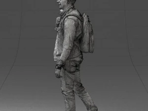 000149 Casual Man in Denim Outfit with Backpack 0711 3D Model