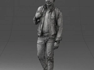 000149 Casual Man in Denim Outfit with Backpack 0711 3D Model