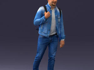 000149 Casual Man in Denim Outfit with Backpack 0711 3dp 3D Print Model
