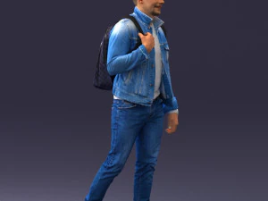 000149 Casual Man in Denim Outfit with Backpack 0711 3dp 3D Print Model