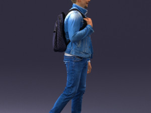 000149 Casual Man in Denim Outfit with Backpack 0711 3dp 3Dプリントモデル
