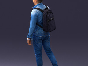 000149 Casual Man in Denim Outfit with Backpack 0711 3dp 3Dプリントモデル