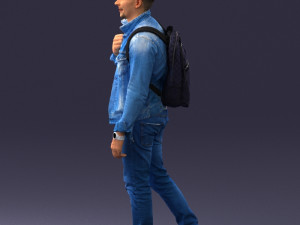 000149 Casual Man in Denim Outfit with Backpack 0711 3dp 3Dプリントモデル