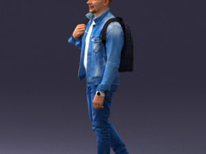 000149 Casual Man in Denim Outfit with Backpack 0711 3dp 3Dプリントモデル