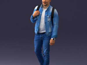 000149 Casual Man in Denim Outfit with Backpack 0711 3dp 3Dプリントモデル