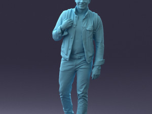 000149 Casual Man in Denim Outfit with Backpack 0711 3dp 3Dプリントモデル