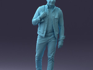 000149 Casual Man in Denim Outfit with Backpack 0711 3dp 3Dプリントモデル