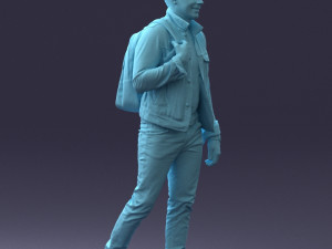 000149 Casual Man in Denim Outfit with Backpack 0711 3dp 3Dプリントモデル