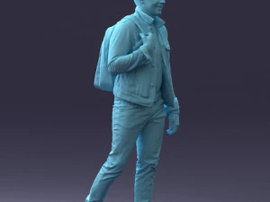 000149 Casual Man in Denim Outfit with Backpack 0711 3dp 3D Print Model