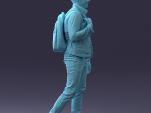 000149 Casual Man in Denim Outfit with Backpack 0711 3dp 3Dプリントモデル