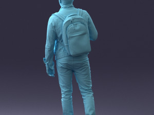 000149 Casual Man in Denim Outfit with Backpack 0711 3dp 3Dプリントモデル