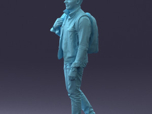 000149 Casual Man in Denim Outfit with Backpack 0711 3dp 3Dプリントモデル