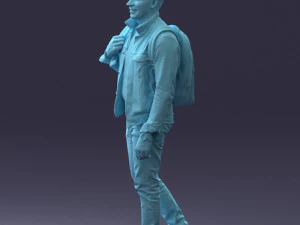 000149 Casual Man in Denim Outfit with Backpack 0711 3dp 3D Print Model