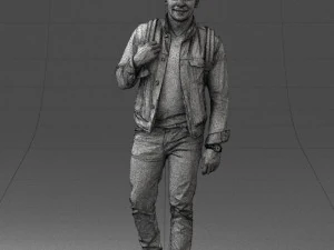 000149 Casual Man in Denim Outfit with Backpack 0711 3dp 3D Print Model