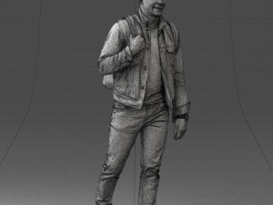 000149 Casual Man in Denim Outfit with Backpack 0711 3dp 3Dプリントモデル