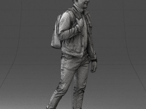 000149 Casual Man in Denim Outfit with Backpack 0711 3dp 3Dプリントモデル