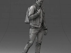 000149 Casual Man in Denim Outfit with Backpack 0711 3dp 3D Print Model