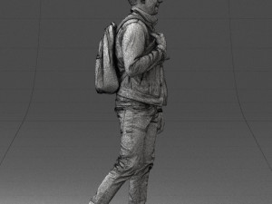 000149 Casual Man in Denim Outfit with Backpack 0711 3dp 3Dプリントモデル