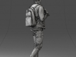 000149 Casual Man in Denim Outfit with Backpack 0711 3dp 3Dプリントモデル