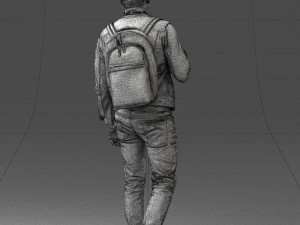 000149 Casual Man in Denim Outfit with Backpack 0711 3dp 3Dプリントモデル