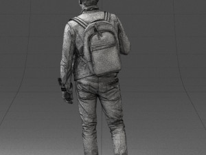 000149 Casual Man in Denim Outfit with Backpack 0711 3dp 3Dプリントモデル