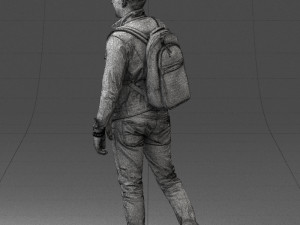 000149 Casual Man in Denim Outfit with Backpack 0711 3dp 3Dプリントモデル