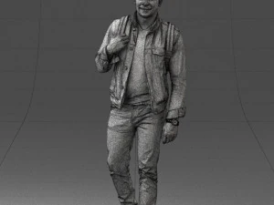 000149 Casual Man in Denim Outfit with Backpack 0711 3dp 3D Print Model
