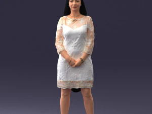 000150 Woman in Elegant White Dress 0714 3D Model