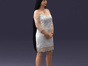 000150 Woman in Elegant White Dress 0714 3D Model