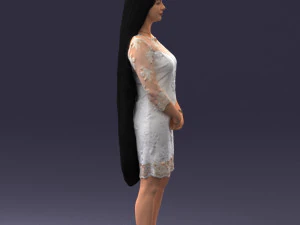 000150 Woman in Elegant White Dress 0714 3D Model