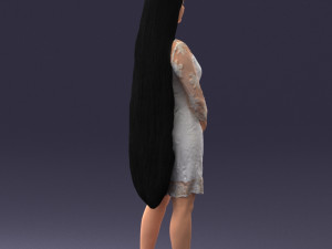 000150 Woman in Elegant White Dress 0714 3D Model