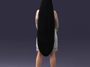 000150 Woman in Elegant White Dress 0714 3D Model