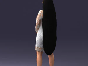 000150 Woman in Elegant White Dress 0714 3D Model