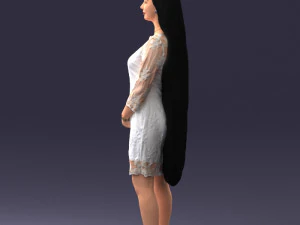 000150 Woman in Elegant White Dress 0714 3D Model