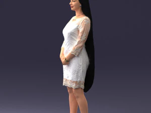 000150 Woman in Elegant White Dress 0714 3D Model
