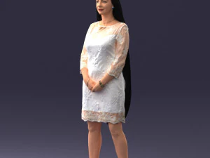 000150 Woman in Elegant White Dress 0714 3D Model