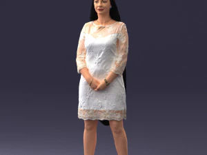 000150 Woman in Elegant White Dress 0714 3D Model
