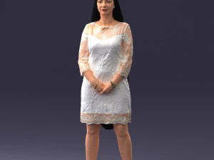000150 Woman in Elegant White Dress 0714 3D Model