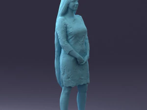000150 Woman in Elegant White Dress 0714 3D Model