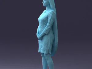 000150 Woman in Elegant White Dress 0714 3D Model