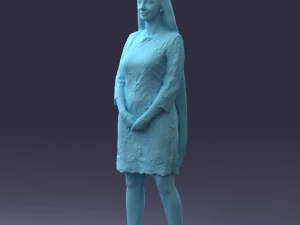 000150 Woman in Elegant White Dress 0714 3D Model