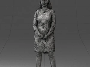 000150 Woman in Elegant White Dress 0714 3D Model