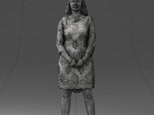 000150 Woman in Elegant White Dress 0714 3D Model