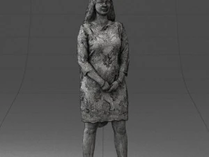 000150 Woman in Elegant White Dress 0714 3D Model
