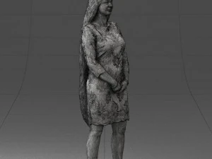 000150 Woman in Elegant White Dress 0714 3D Model