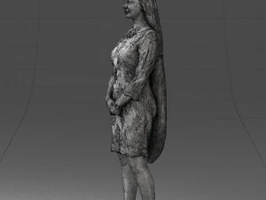 000150 Woman in Elegant White Dress 0714 3D Model